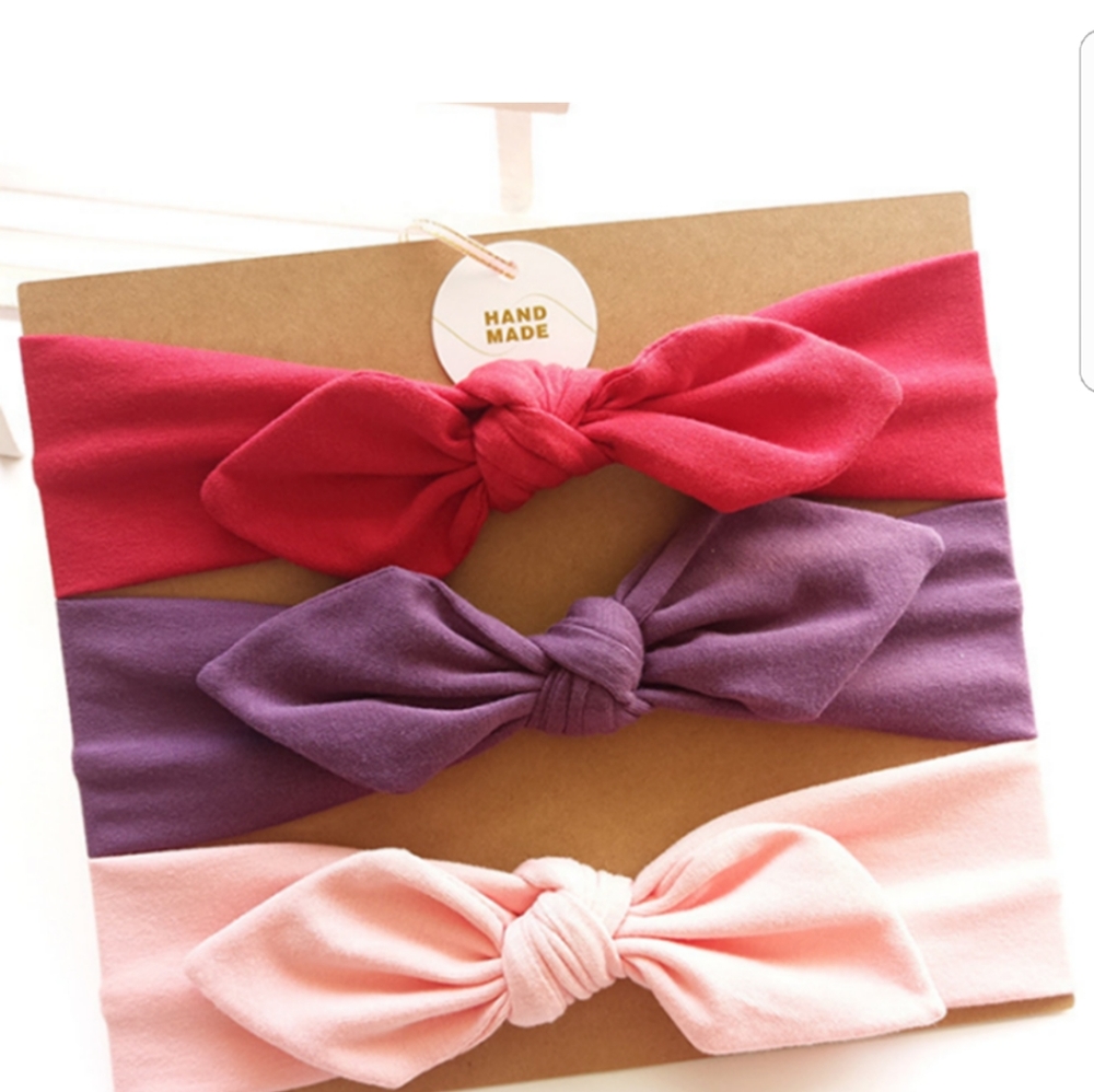 3pcs bowknot decor headband set for baby girl❤